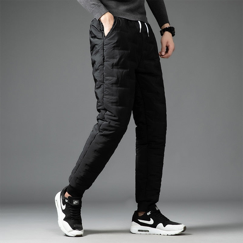 Comfortable Black Winter Down Jogger Pants