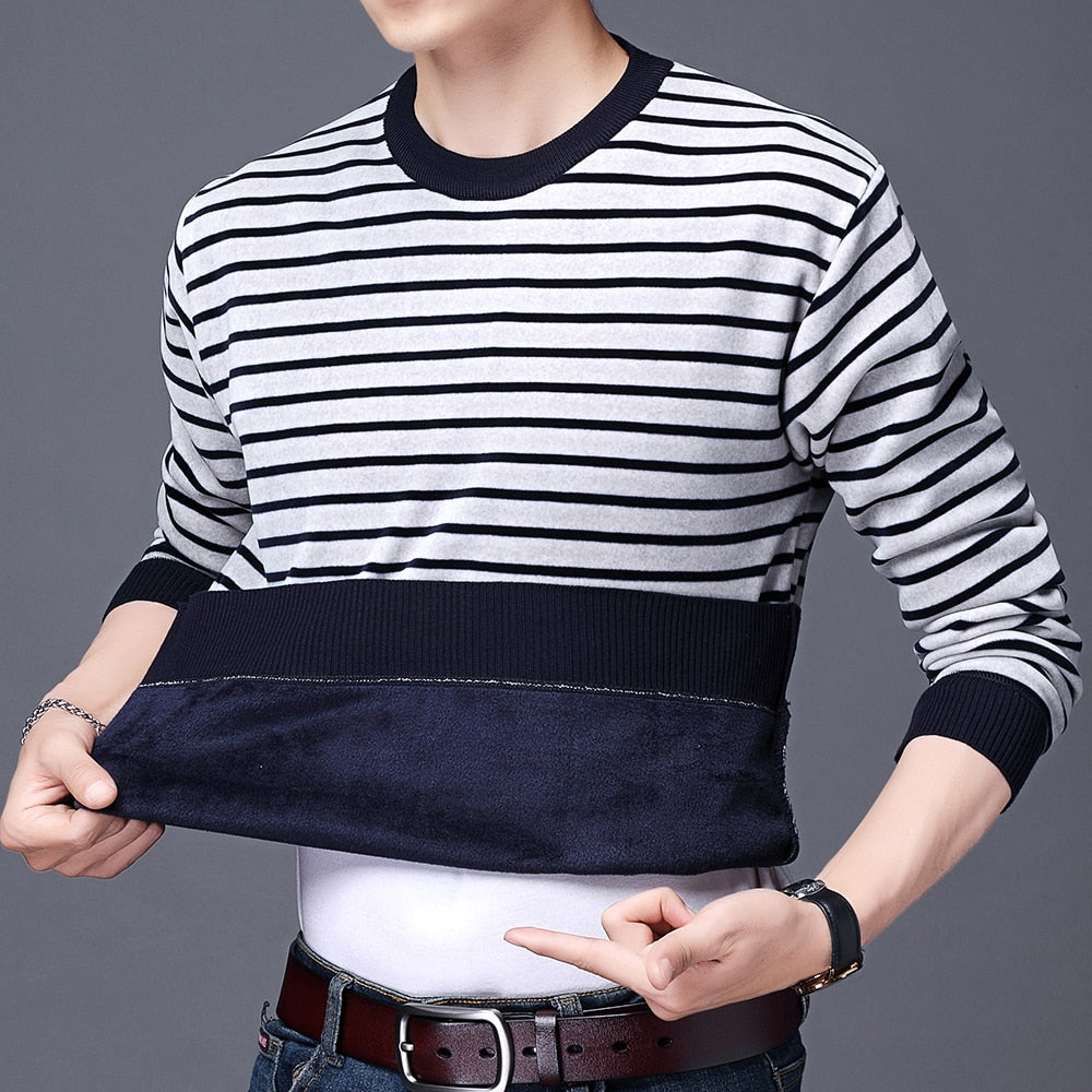 Horizontal Line Two-Tone Casual Knitted Sweater
