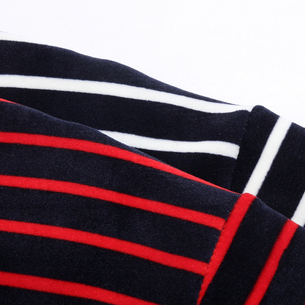 Horizontal Line Two-Tone Casual Knitted Sweater