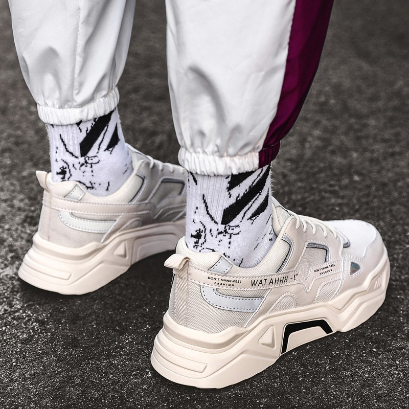 Chaussures de course respirantes en maille aérée à rayures