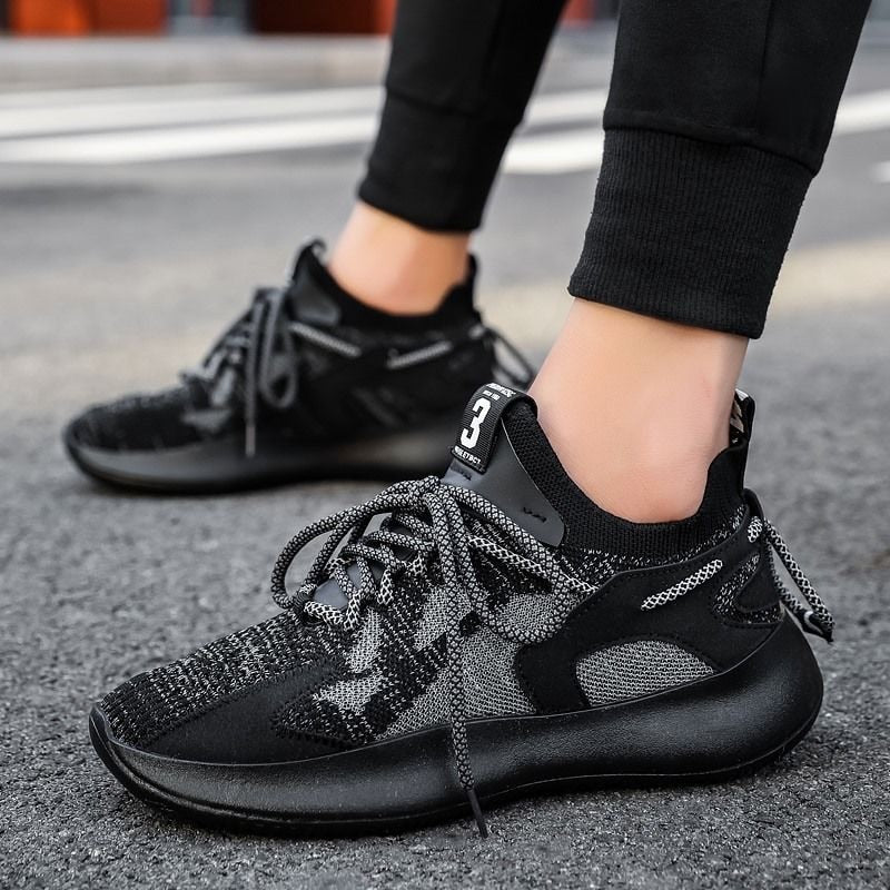 Baskets de course respirantes en tricot de couleurs mélangées