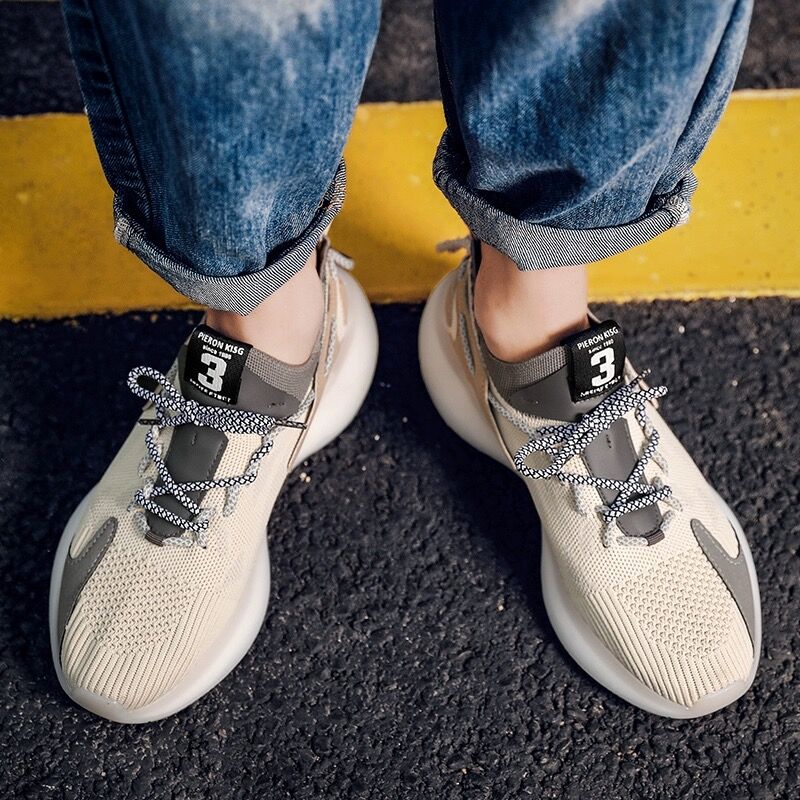 Baskets de course respirantes en tricot de couleurs mélangées