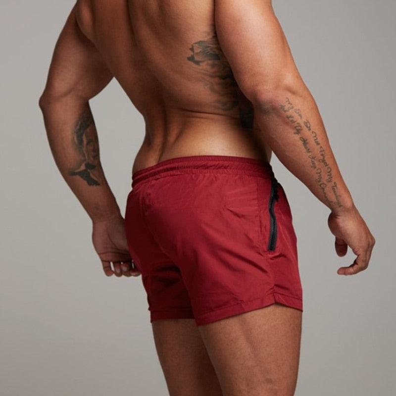 Simple Solid Drawstring Boxer Shorts