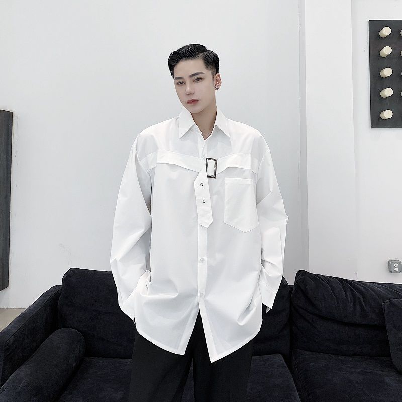 Chemises surdimensionnées unies à boucle de poitrine