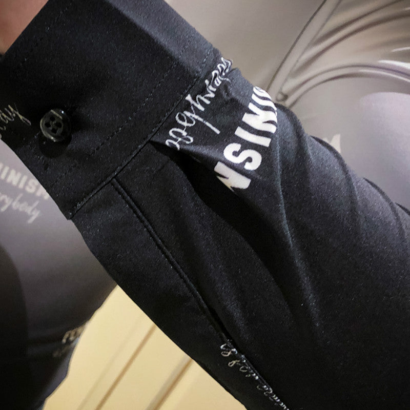 Camisa de hombre de corte slim con degradado multicolor de manga larga