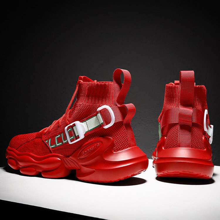 Chunky Mesh High Top avec sangle à boucle Casual Men Sneaker
