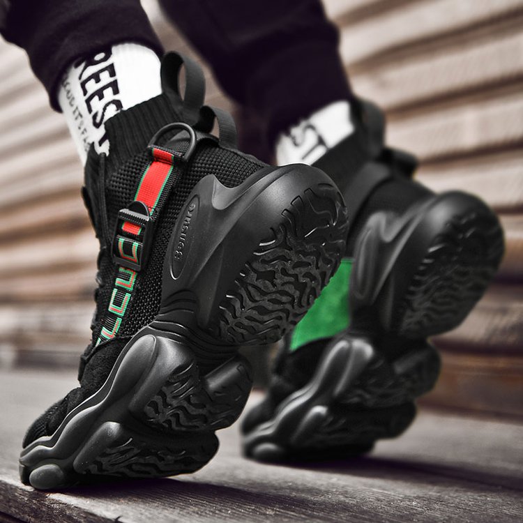 Chunky Mesh High Top avec sangle à boucle Casual Men Sneaker