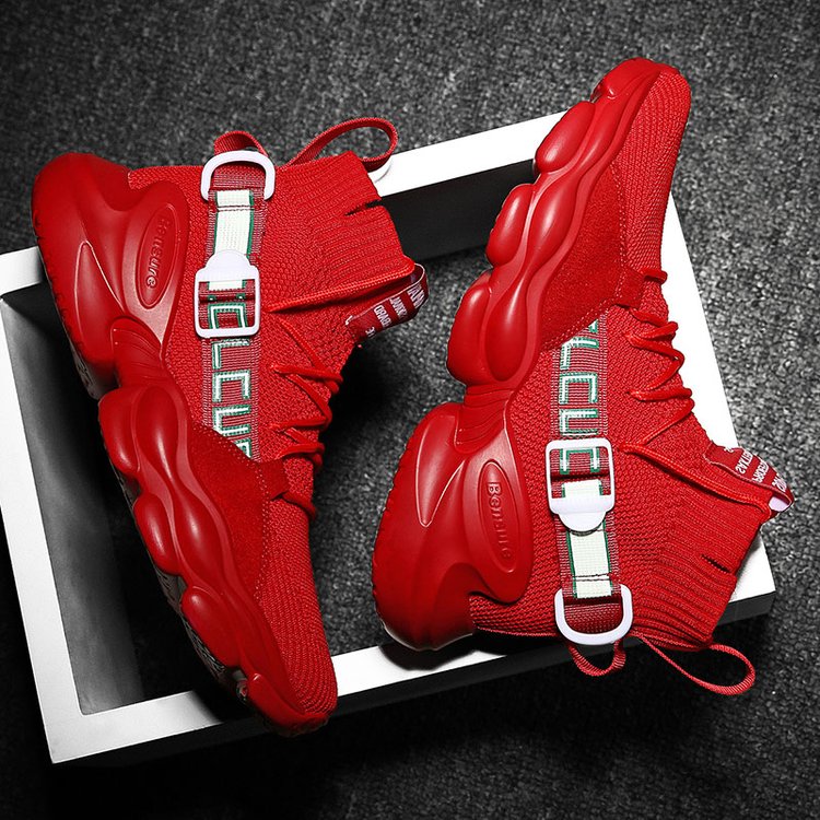 Chunky Mesh High Top avec sangle à boucle Casual Men Sneaker