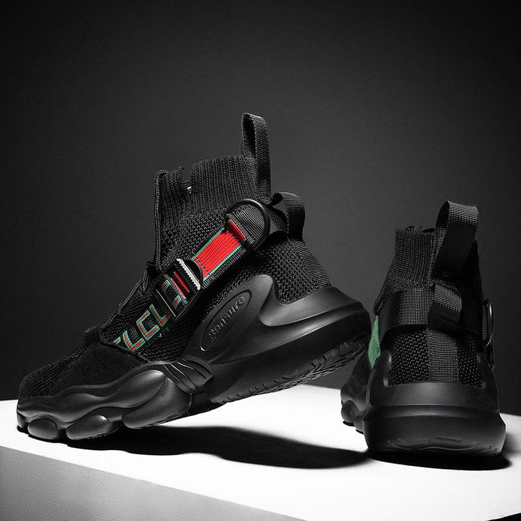 Chunky Mesh High Top avec sangle à boucle Casual Men Sneaker