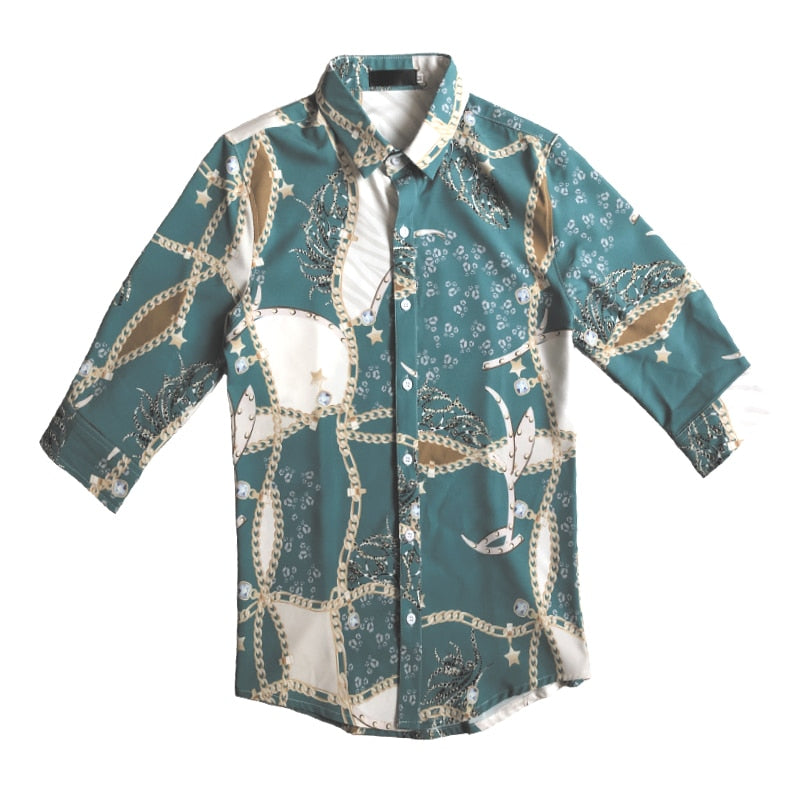 Tropical Color Combination Prints Men Half Sleeve Shirt