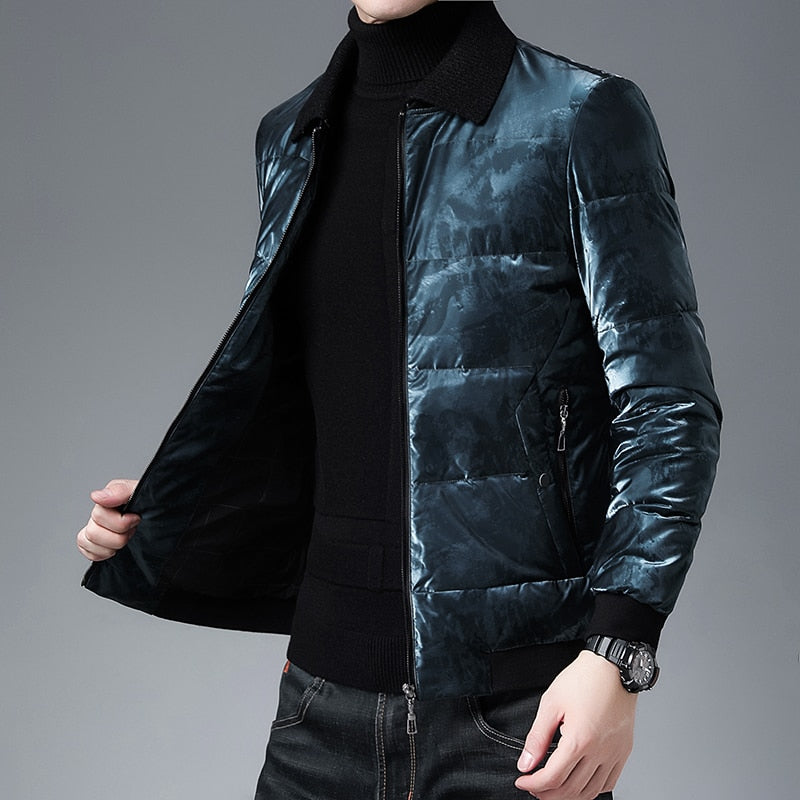 Subtle Letters Printed Down Parka Jacket