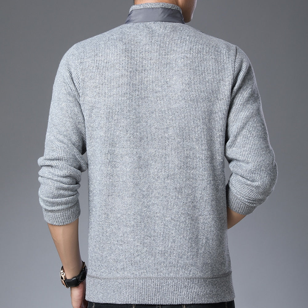 Knitted Monocolor Padded Cardigan Sweater