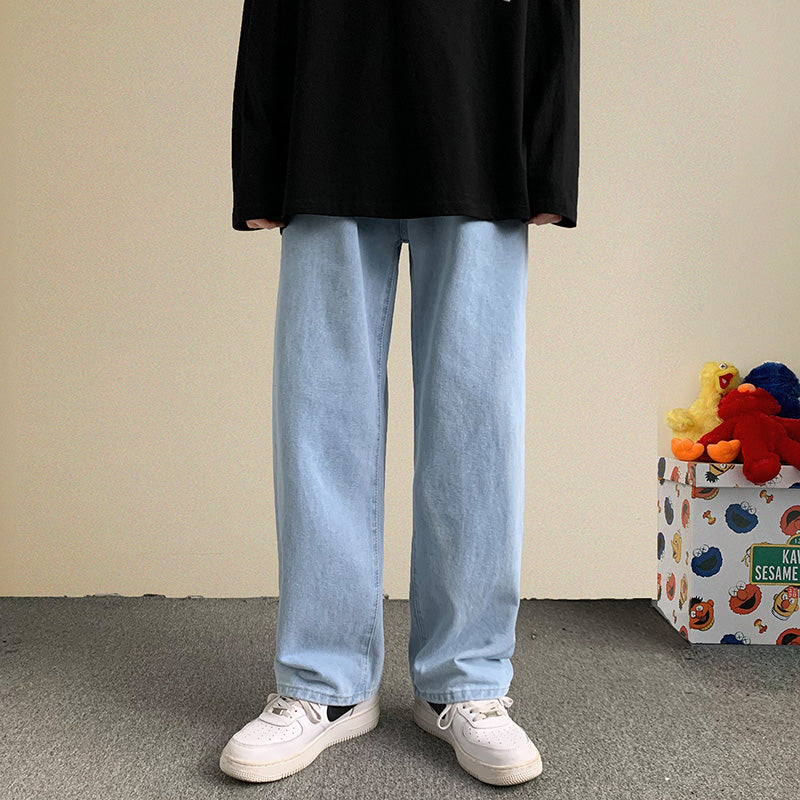 Solid Classic Straight Baggy Jeans