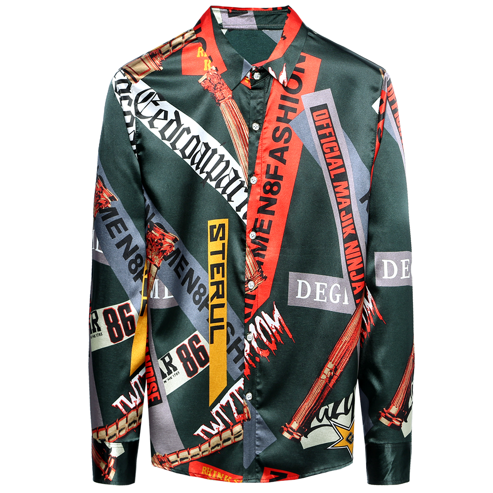 Words Banner Printed Multicolor Long Sleeve Shirt