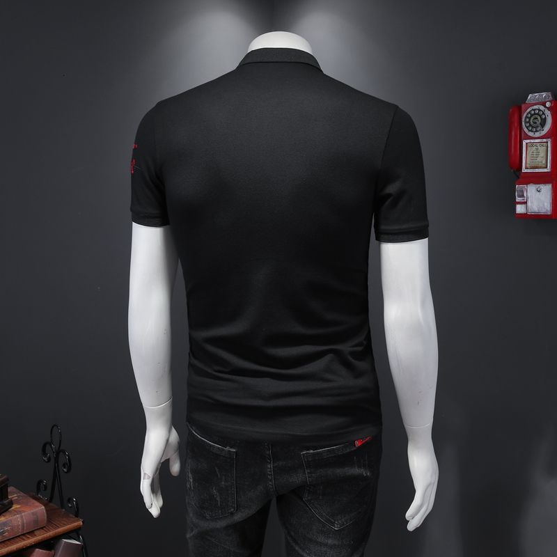 Red Floral Embroidery Style Polo Shirt