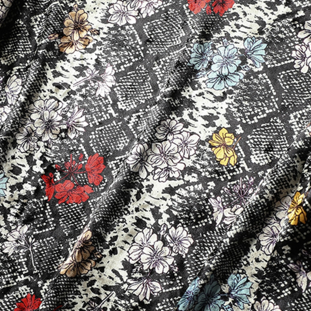 T-shirt à manches longues imprimé serpent à fleurs