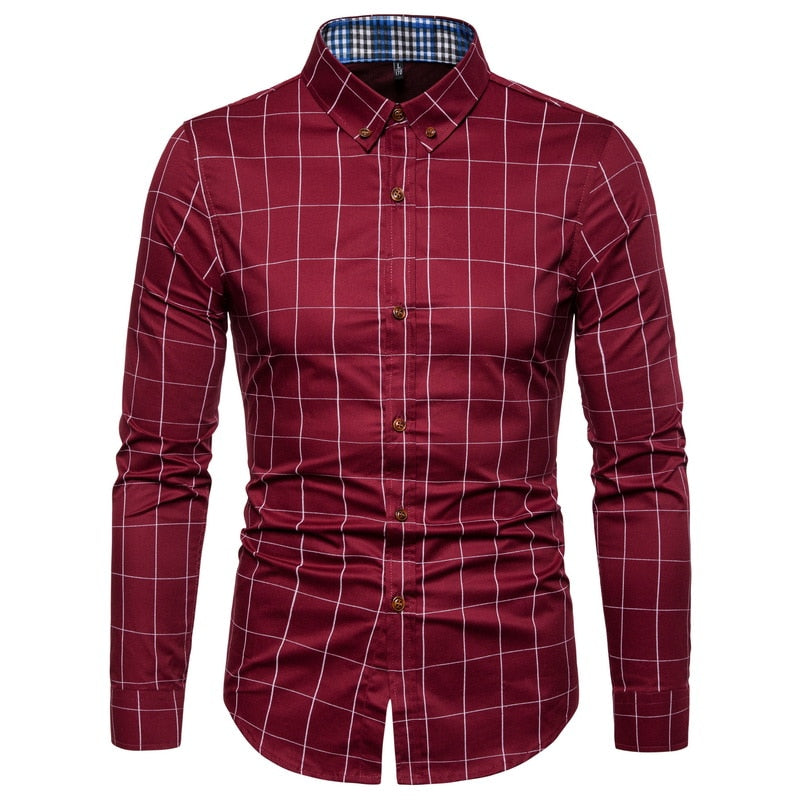 Multicolor Plaid Pattern Long Sleeve Cotton Shirt