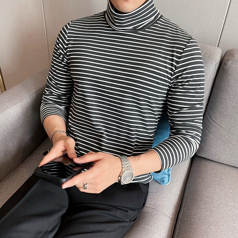 White Horizontal Stripes Decorated Long Sleeve T-Shirt