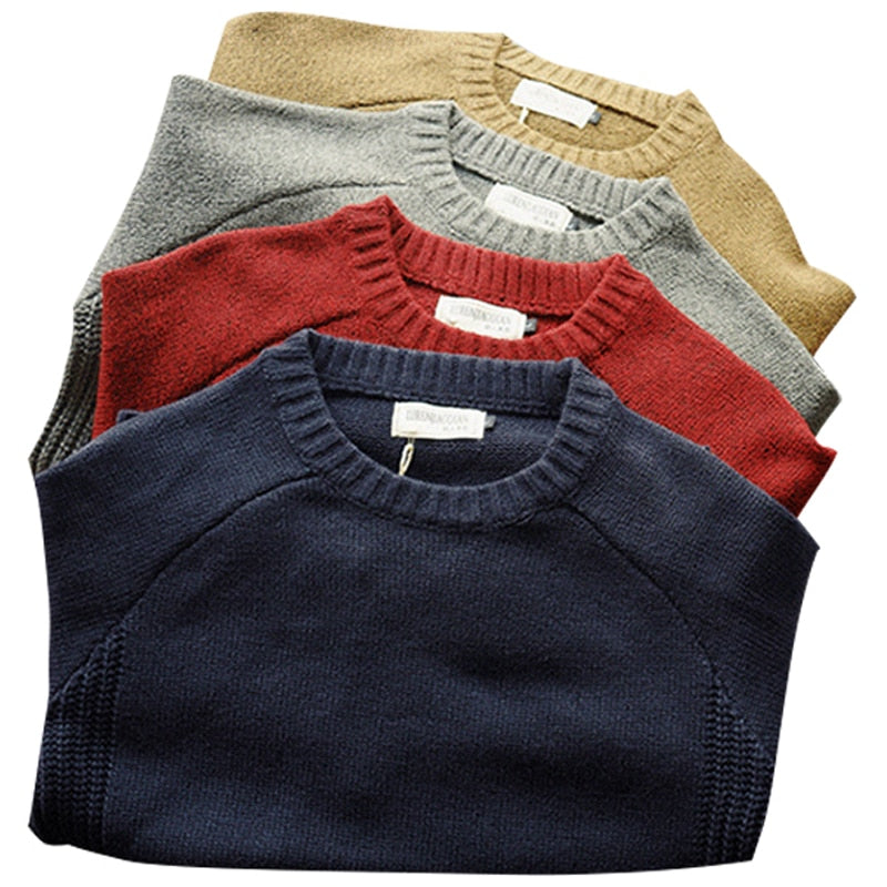 Solid Color Patch Decoration Wool Sweater