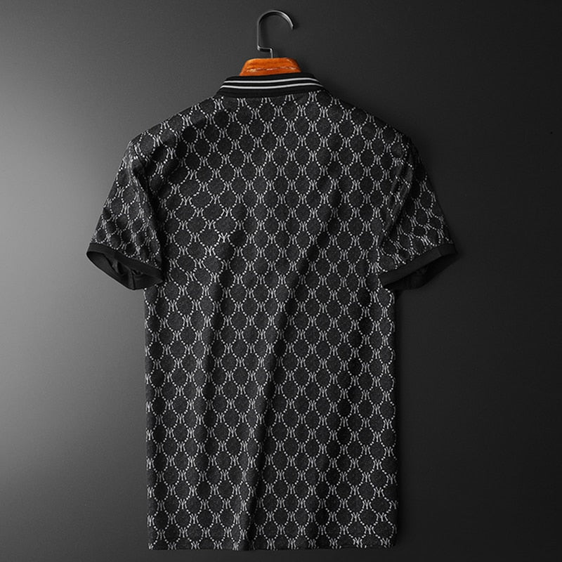 NYC Embroidery Geometric Short Sleeve Polo Shirt