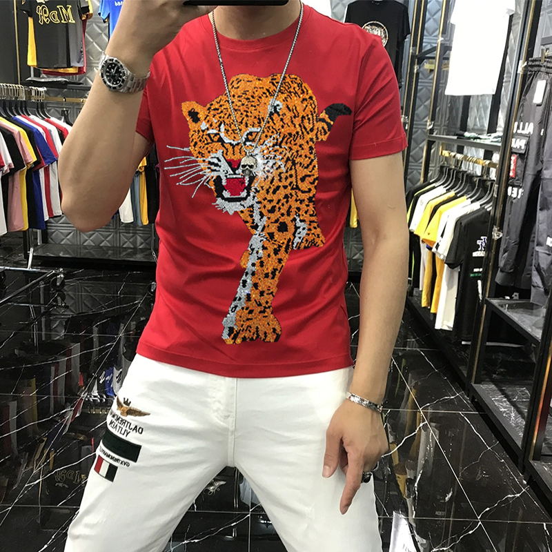 Prowling Tiger Rhinestone Design T-Shirt