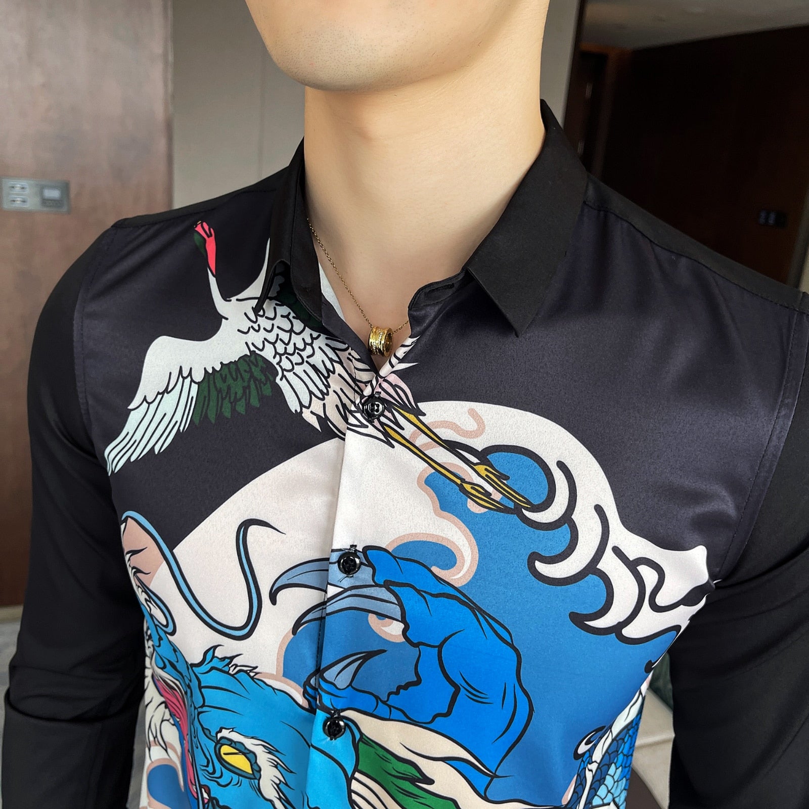 Chemise à manches longues imprimée Blue Dragon Princess