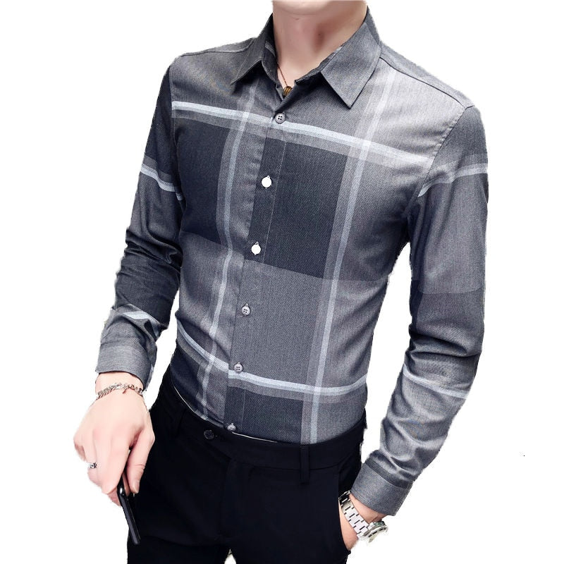 Plaid Pattern Pale Colored Long Sleeve Shirt