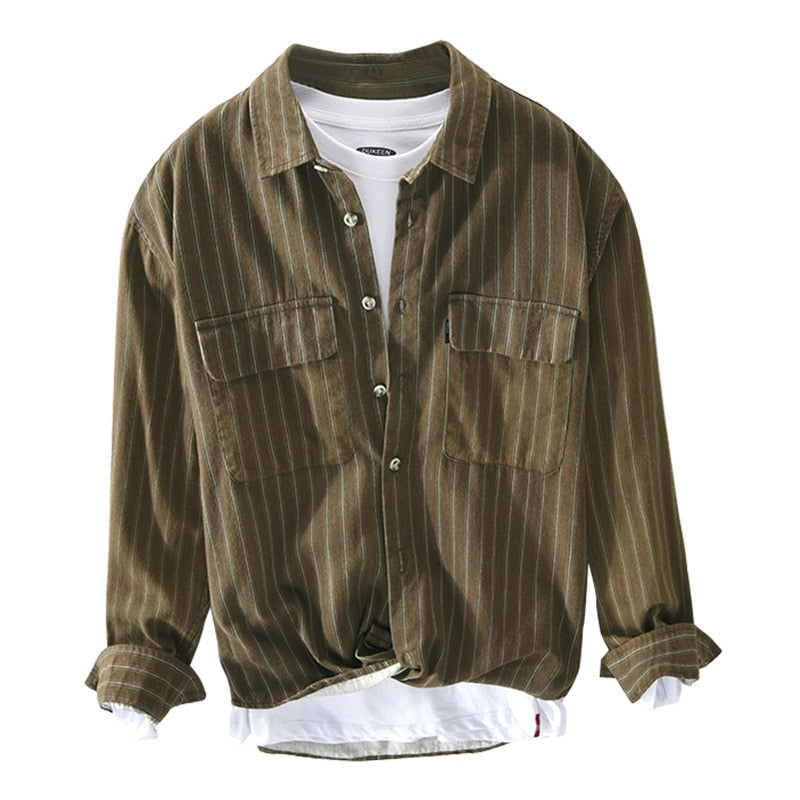 Triple Style Striped Patterned Pocketed Shirt