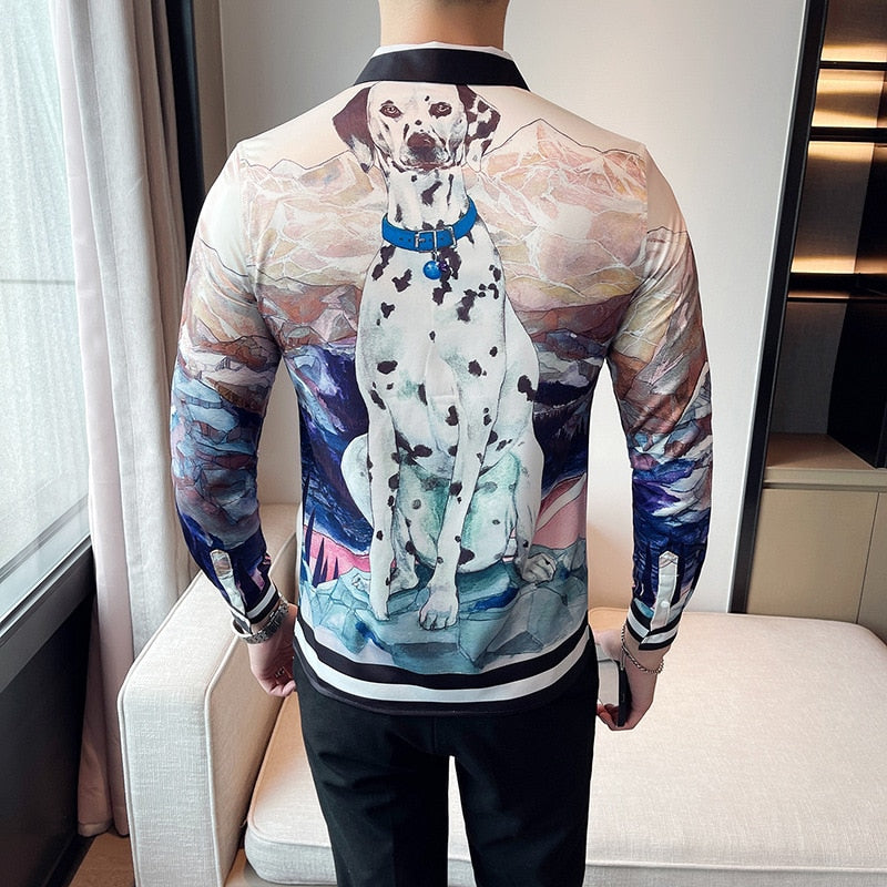 Abstract Mountain Printed Long Sleeves Shirt