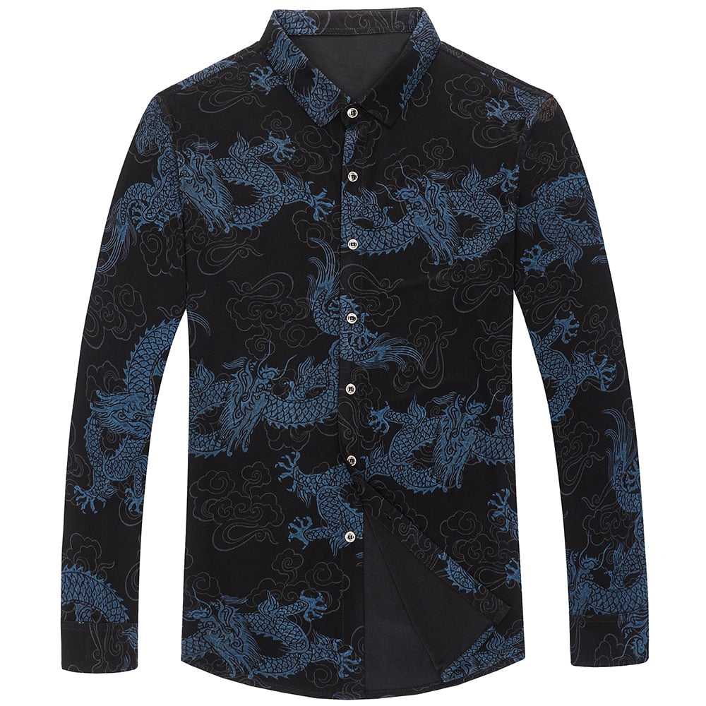 Dancing Dragon Printed Long Sleeve Shirt