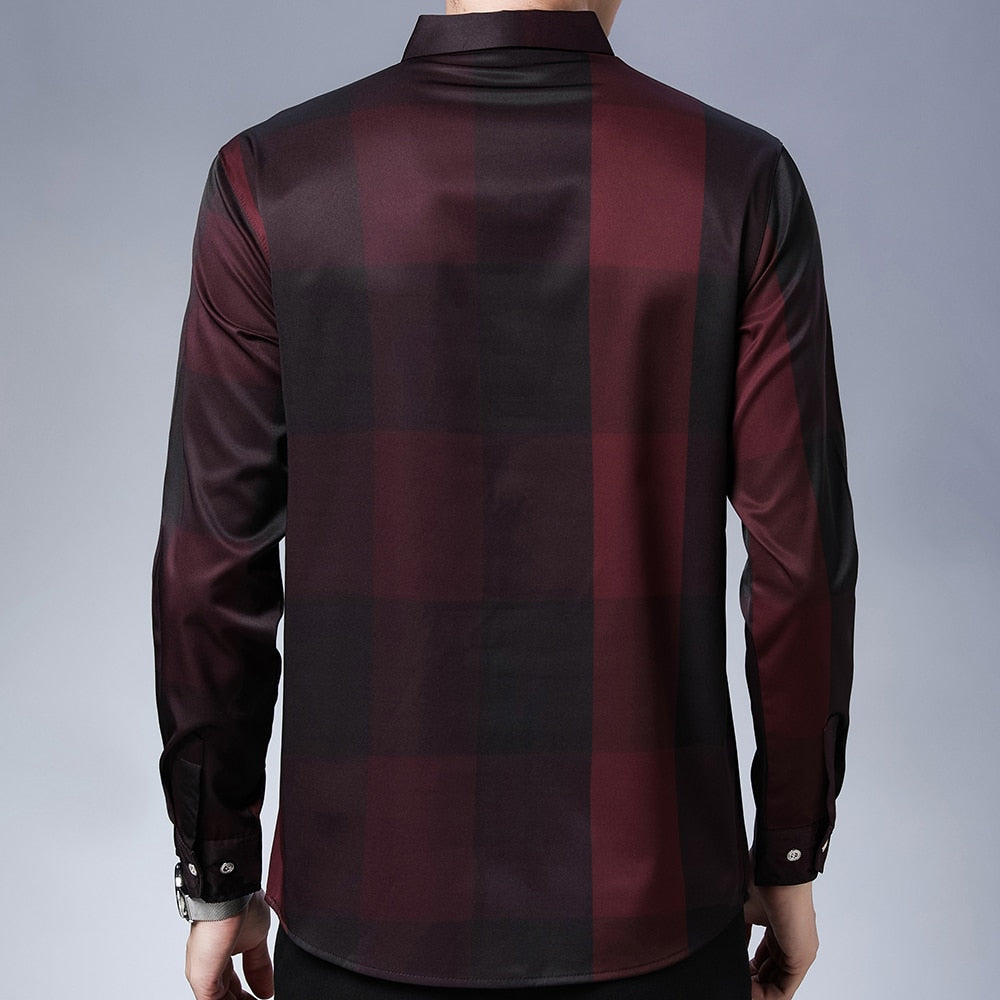 Simple Checkered Pattern Long Sleeve Shirt