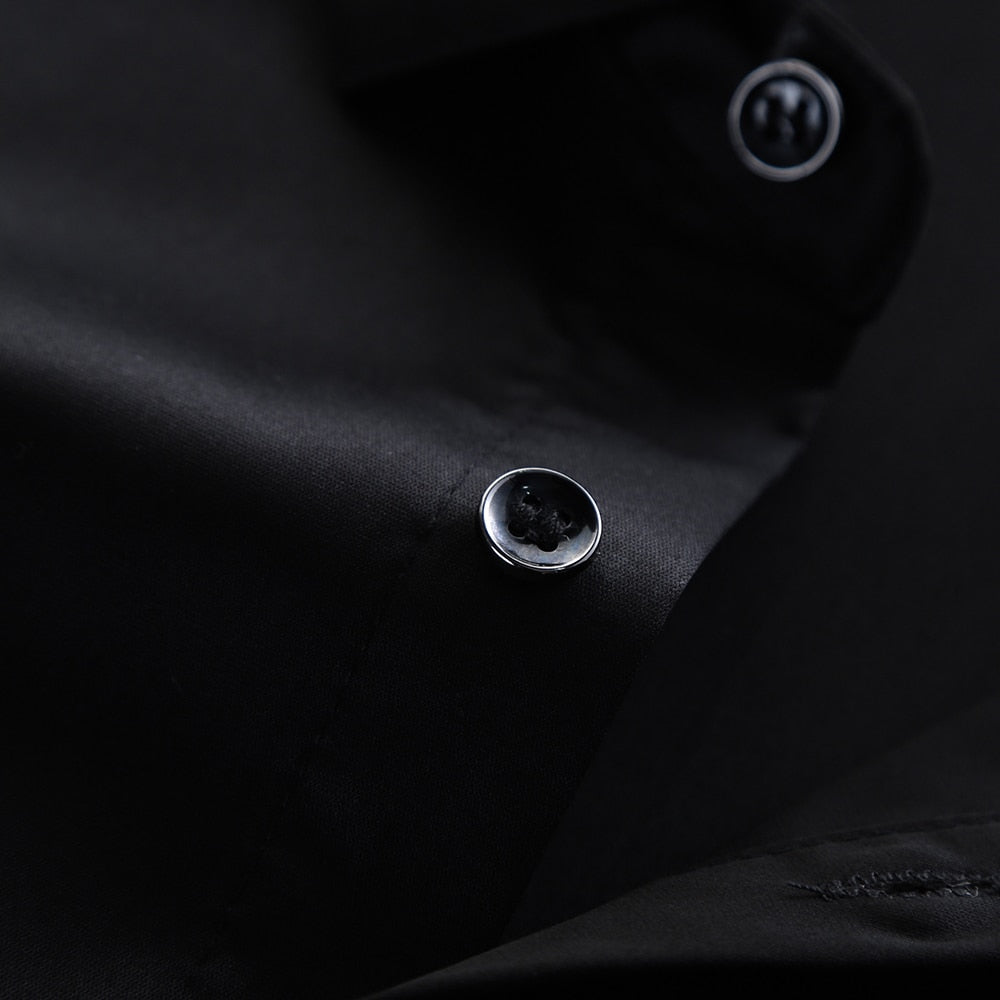 Black Buttons Solid Color Long Sleeve Shirt