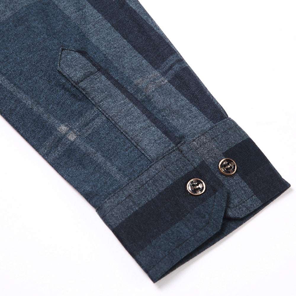 Plaid Big Striped Pattern Printed Long Sleeve Shirt