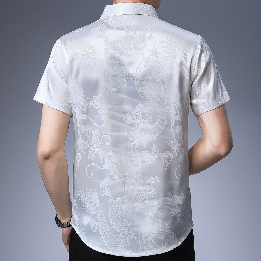 Invisible Dragon Printed Monocolor Short Sleeve Shirt