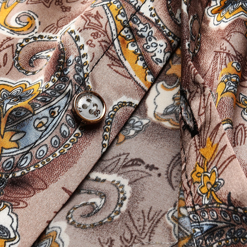 Camisa de manga corta estampada Paisley Floral Designer