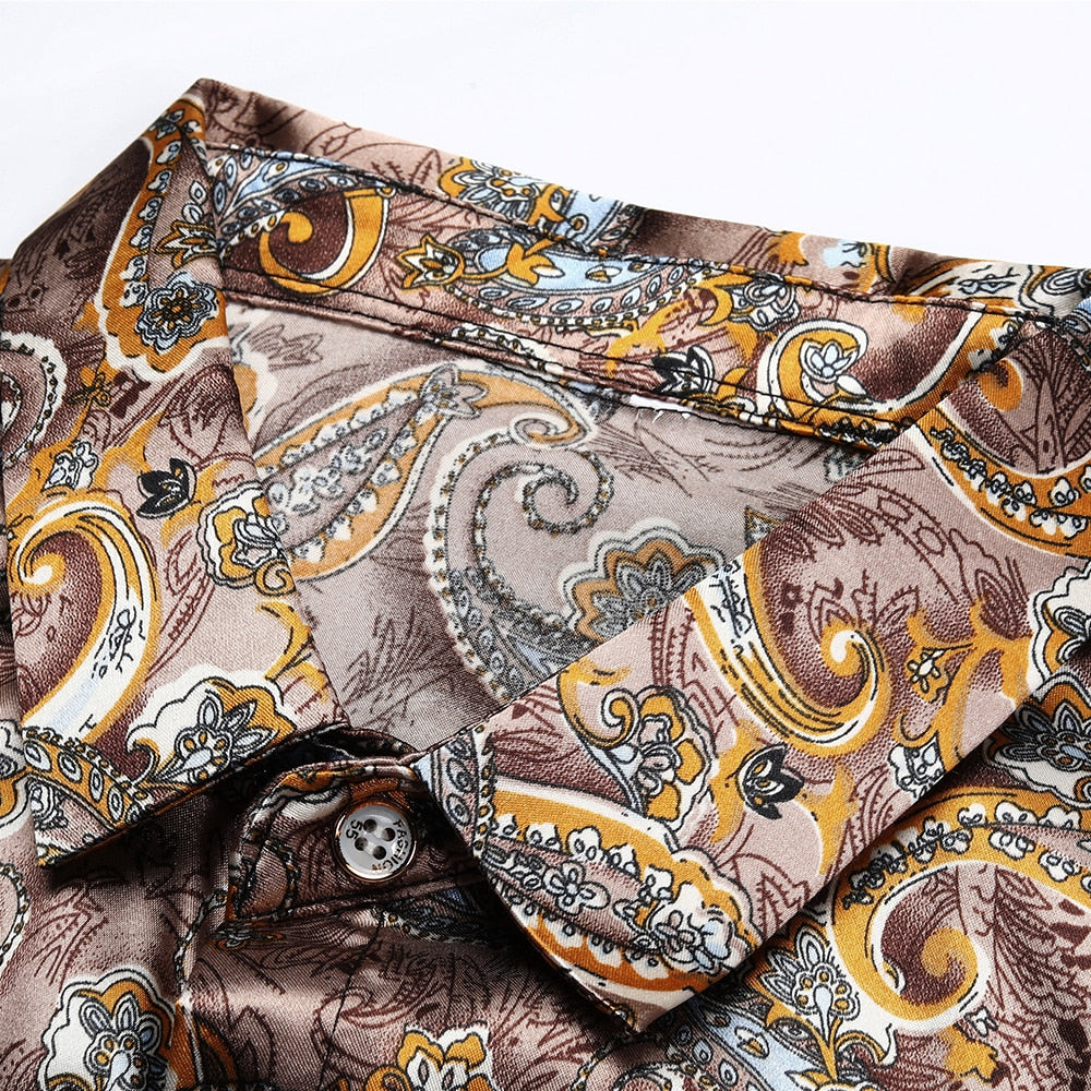 Camisa de manga corta estampada Paisley Floral Designer