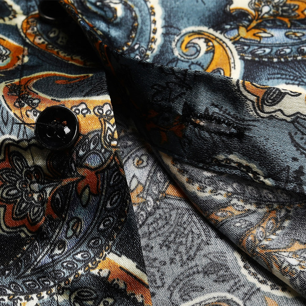 Camisa de manga corta estampada Paisley Floral Designer