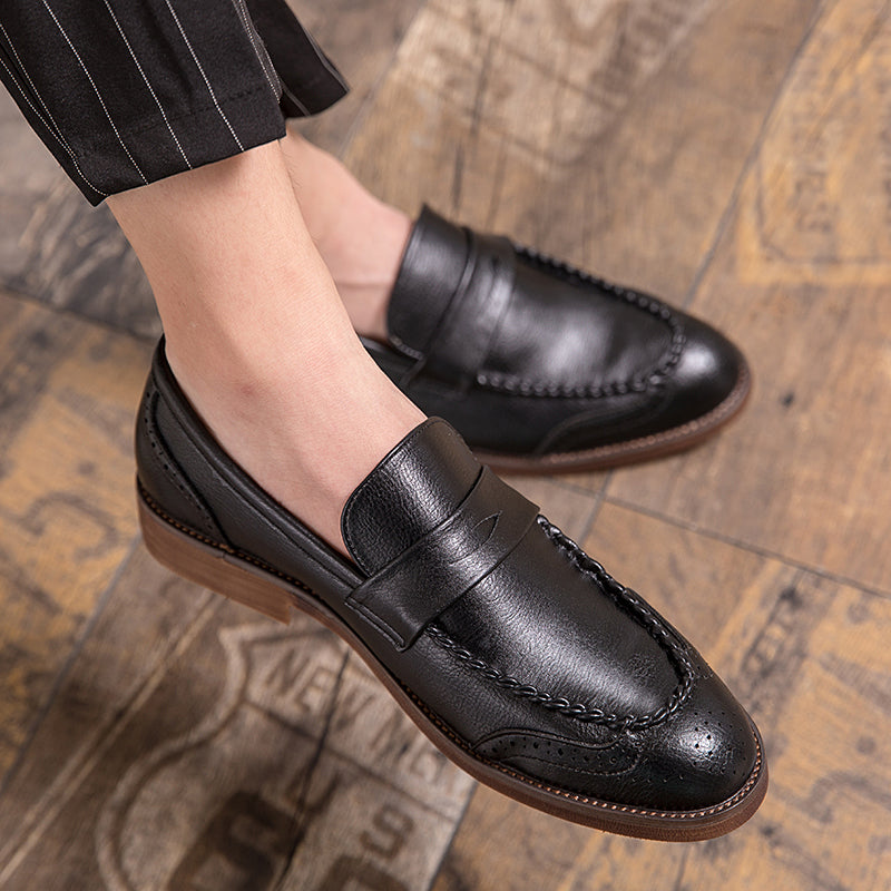 Solid PU Leather Men Loafers Shoes