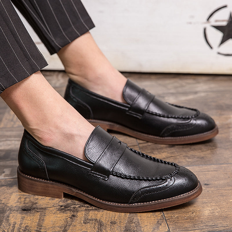 Solid PU Leather Men Loafers Shoes