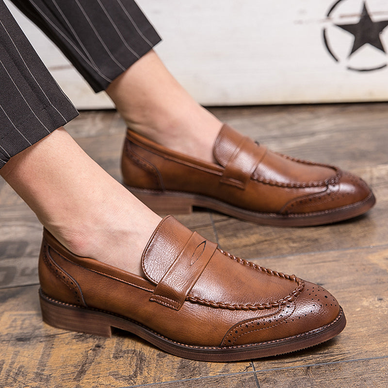 Solid PU Leather Men Loafers Shoes