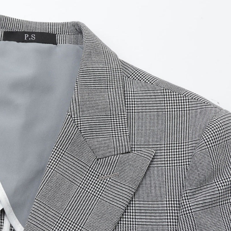 Belt Buckle Closure Plaid Blazer