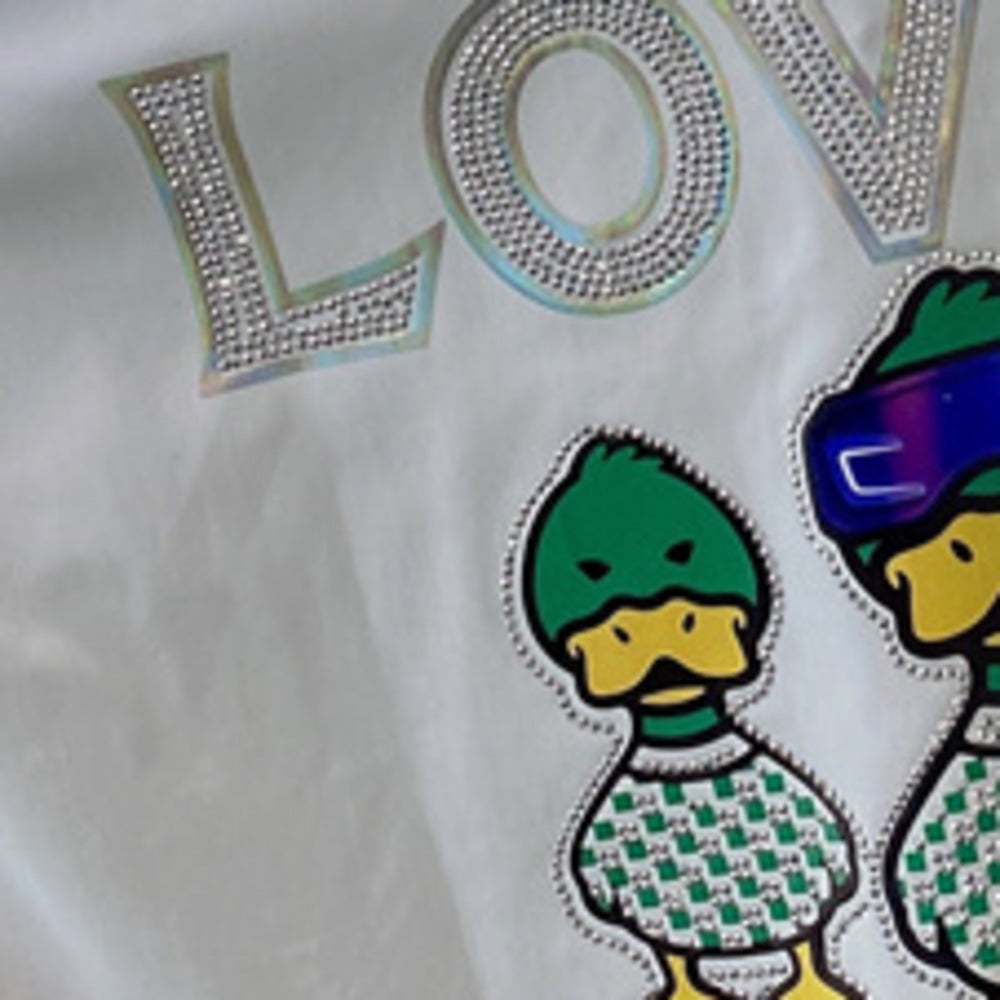 Camisa con estampado de pato y diamantes de imitación