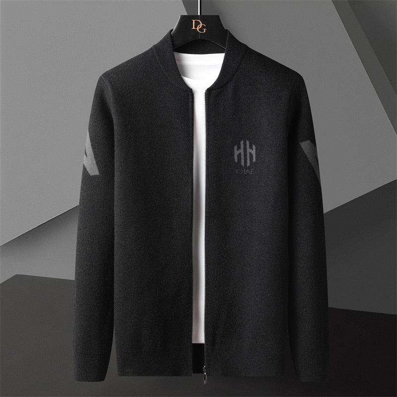 Big Letter Print Zipper Cardigan