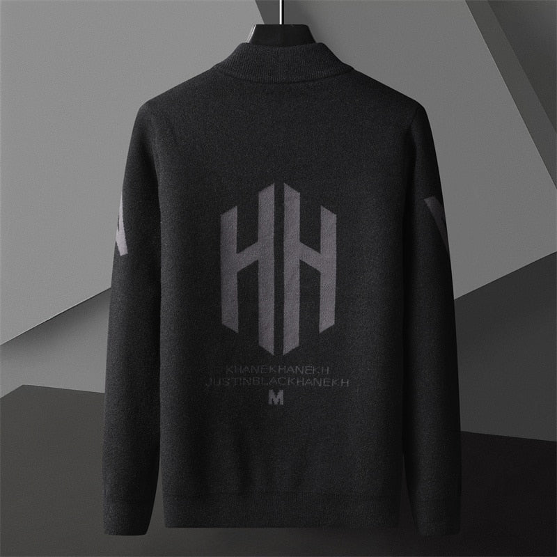 Big Letter Print Zipper Cardigan