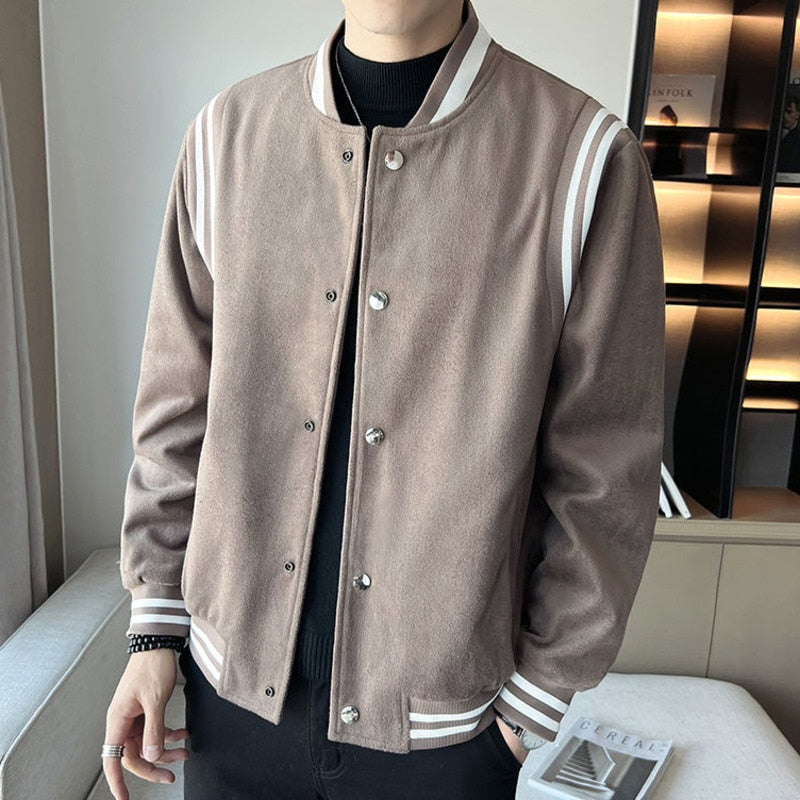 Chaqueta de poliéster con rayas en contraste