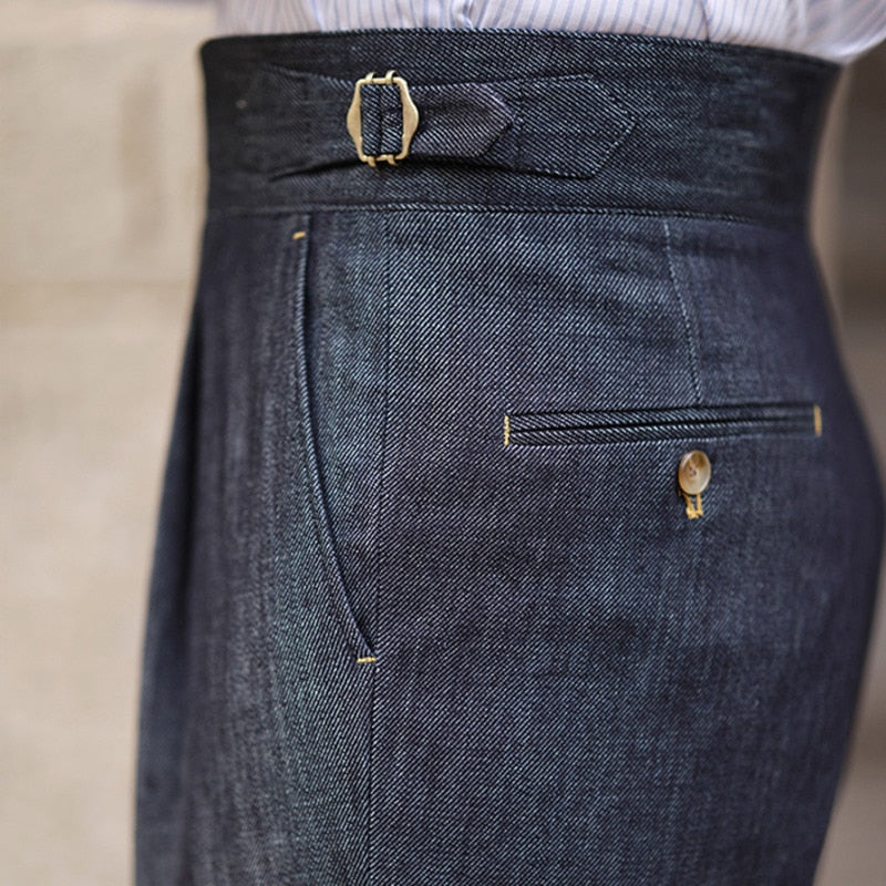 Stylish High Waist Cotton Men Trousers