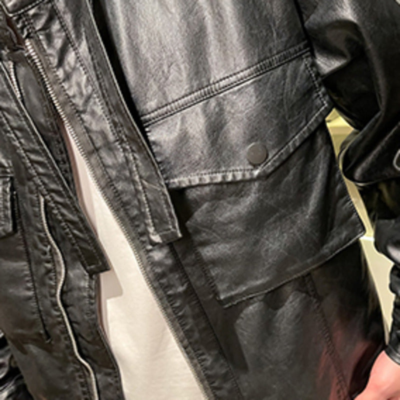 Brown Camel Faux Leather Jacket