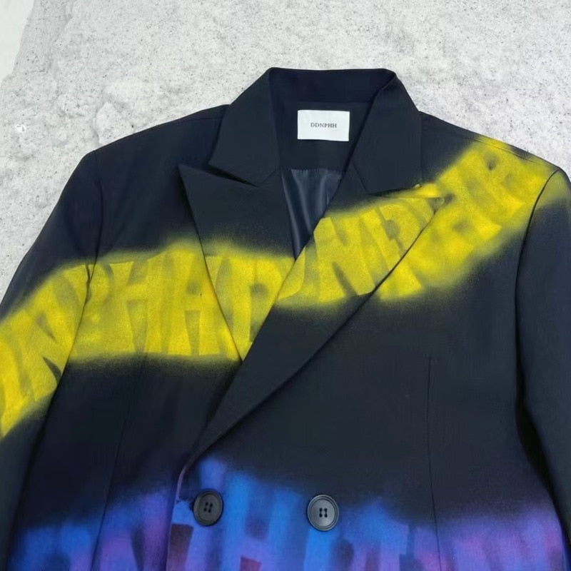 Letter Hombre Oversized Lapel Long Sleeve Blazer