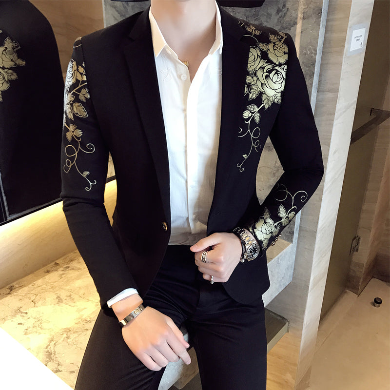 Lincoln Flower Gold Print Blazer