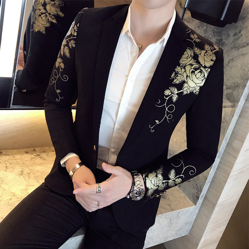 Lincoln Flower Gold Print Blazer